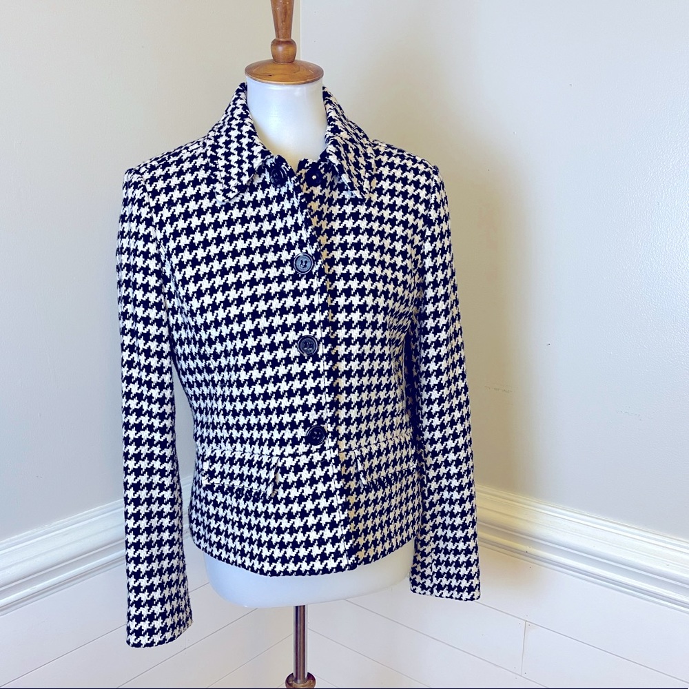 Liz Claiborne Black & White Houndstooth Jacket S FREE SHIP
